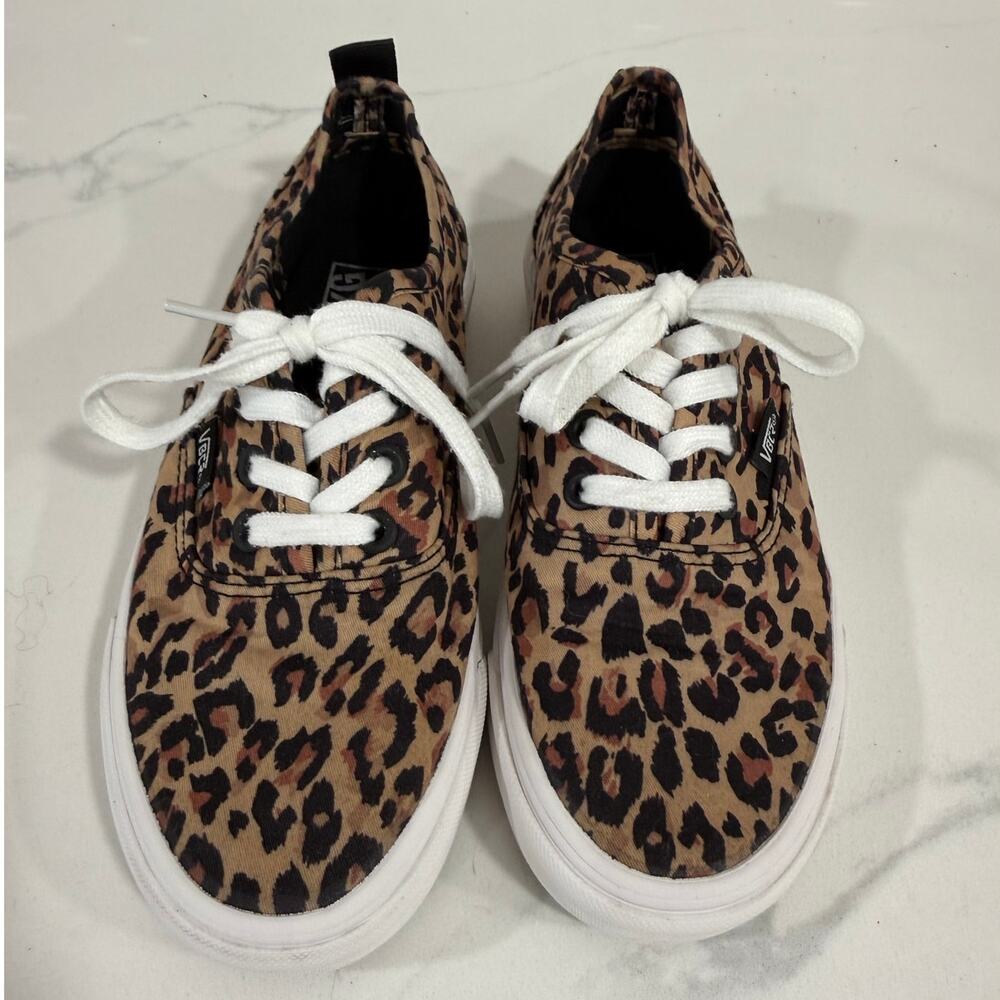 Vans Leopard Print Lace Up Sneakers Women's EU 37 US 6.5 Casual Skater Shoes Tan